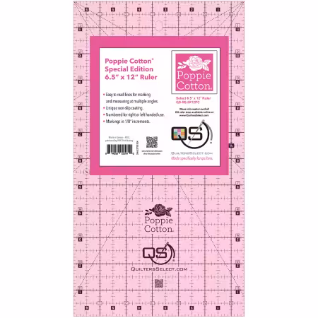 Quilters Select 6.5 x 12 pink poppie quilting ruler