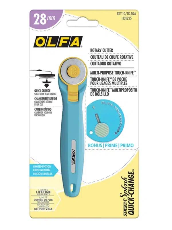 OLFA 28mm aqua rotary cutter for detailed cutting