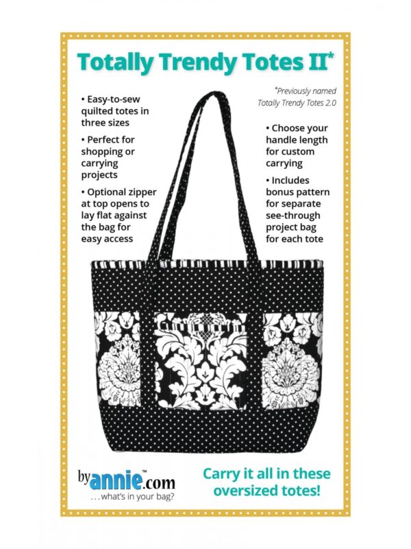 By Annie Totally Trendy Totes II pattern large tote bags in multiple sizes