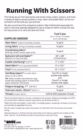 By Annie Running With Scissors pattern tool case with pockets for sewing tools fabric requirements