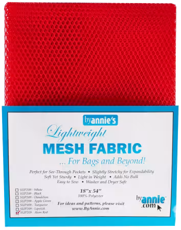 By Annie lightweight mesh fabric Atomic Red 18x54 for bag pockets
