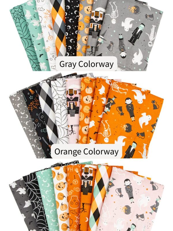 Frank and Friends petite fat quarter bundles curated colorways gray pink orange glow in the dark Riley Blake