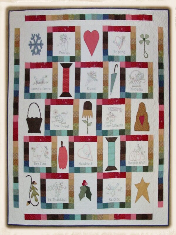 A Charmed Life quilt pattern by Plumcute featuring embroidery and appliqué design