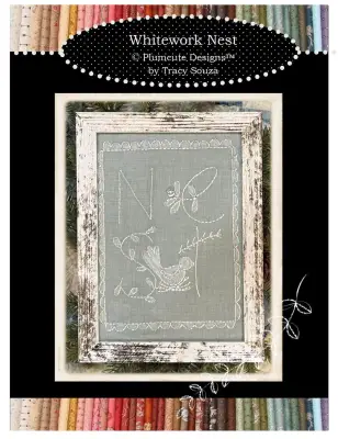 Whitework Nest embroidery pattern by Plumcute featuring a delicate whitework stitchery design
