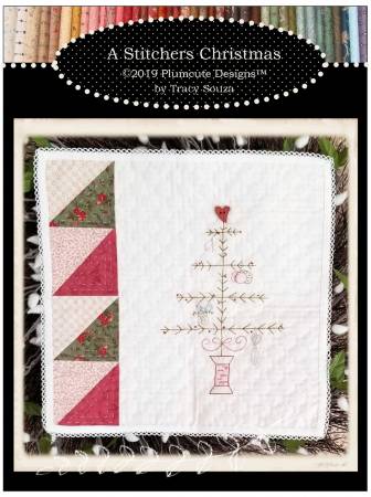 A Stitcher’s Christmas embroidery pattern by Plumcute featuring a Christmas tree in a thread spool with heart button