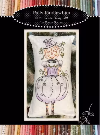 Polly Pindlewhim embroidery pattern by Plumcute featuring a pumpkin girl with autumn stitchery design