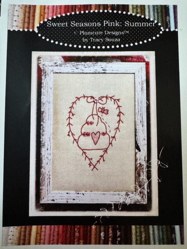 Sweet Seasons Pink Summer embroidery kit by Plumcute featuring bee and skep design with button embellishment