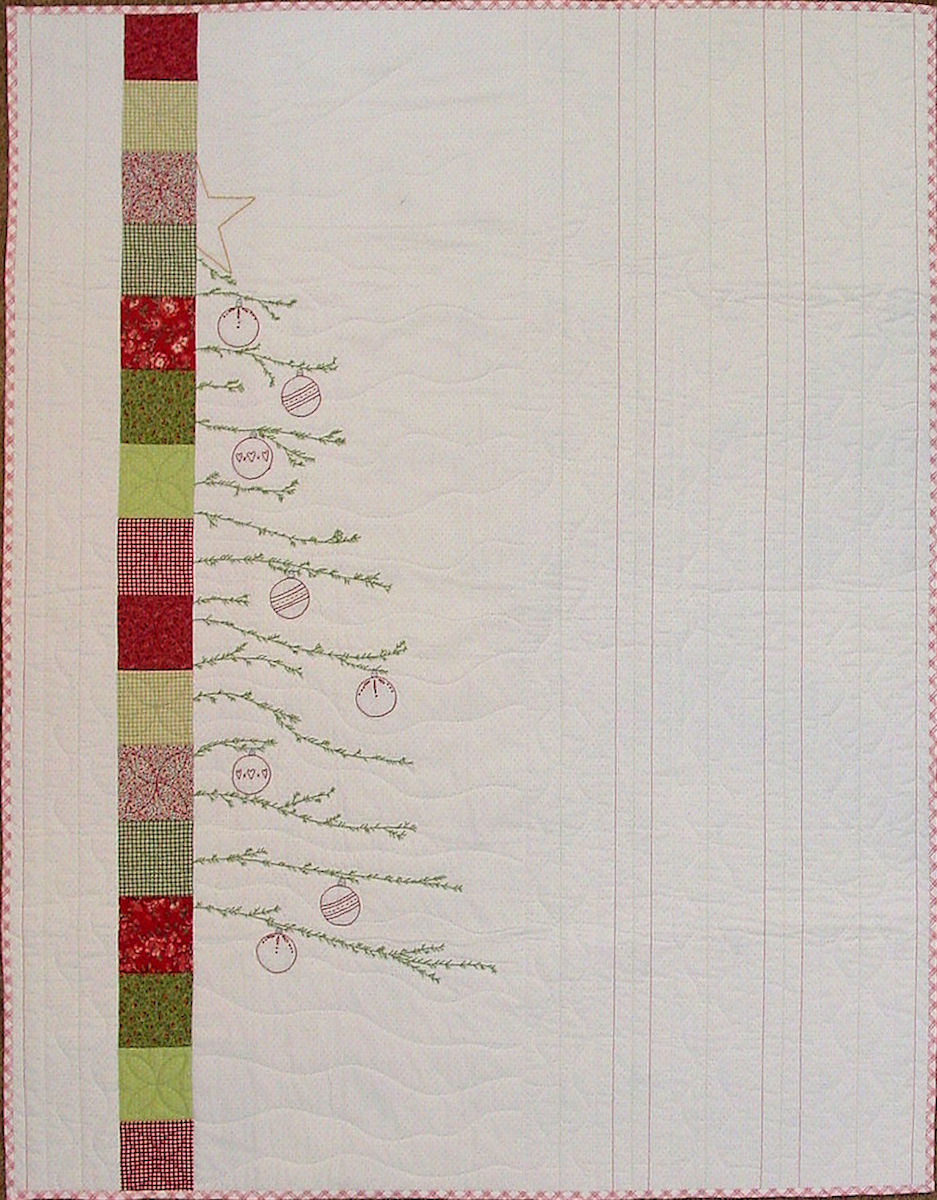 Lovely Branches quilt and embroidery pattern by Plumcute featuring pieced and stitched wall hanging design