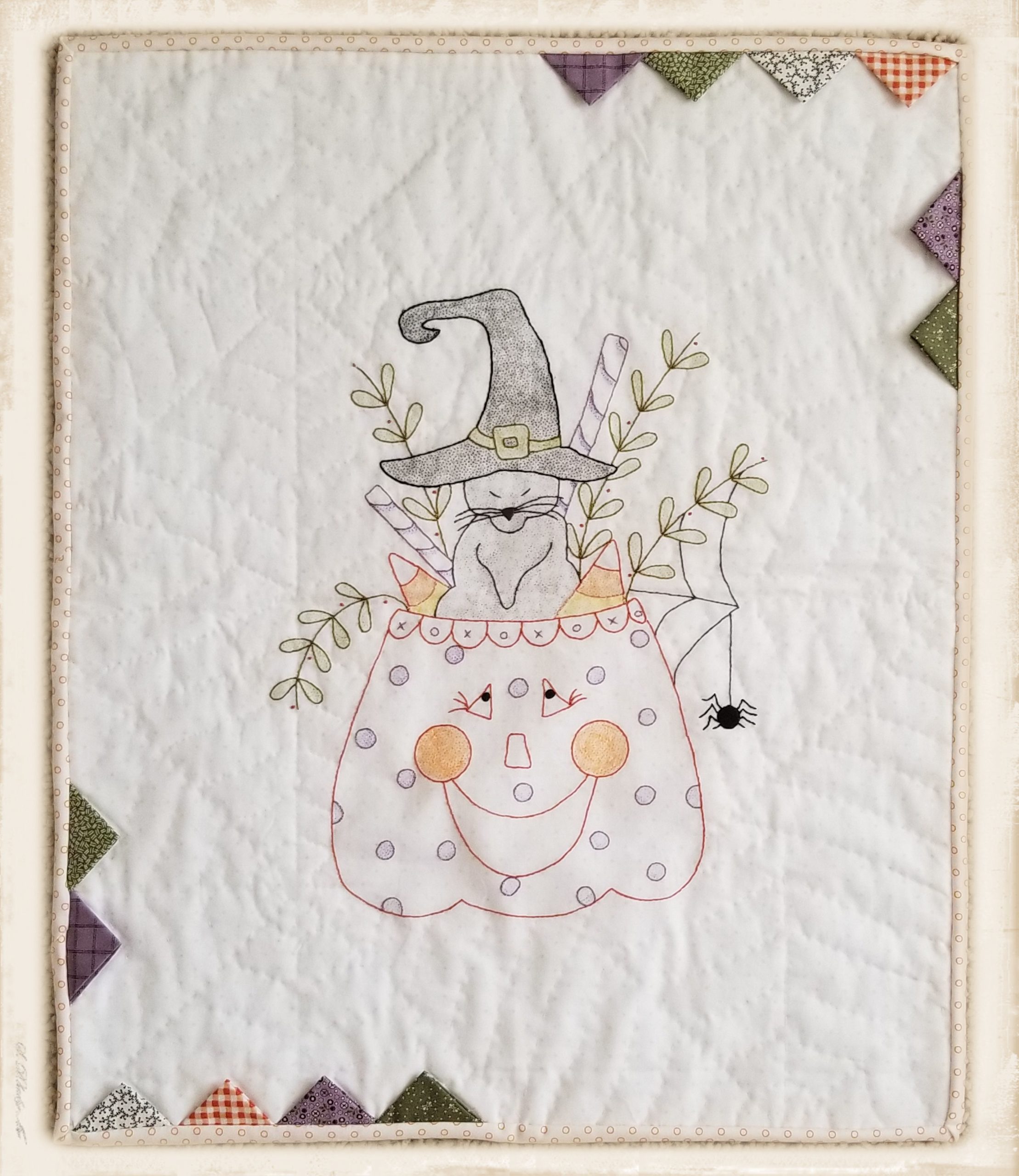 Cat & Jack Halloween mini quilt pattern by Plumcute Designs featuring spooky seasonal design