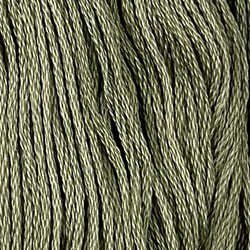 Valdani 6-ply embroidery floss in 821 Olive Green Light hand-dyed cotton thread