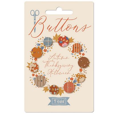 Tilda Autumn Buttons collection featuring decorative sewing and quilting buttons in warm autumn-inspired colors