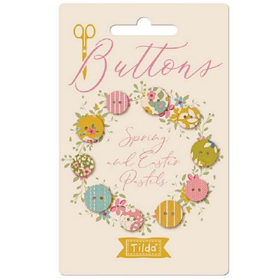 Tilda Spring Buttons collection featuring decorative sewing and quilting buttons in soft spring-inspired colors