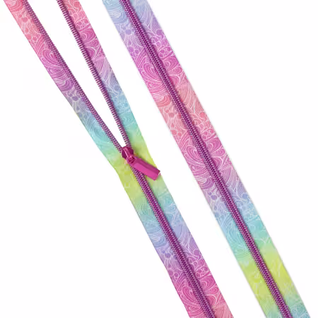 Tula Pink Floral Reef Making Waves #5 zipper tape with colorful ocean-inspired print and matching pulls