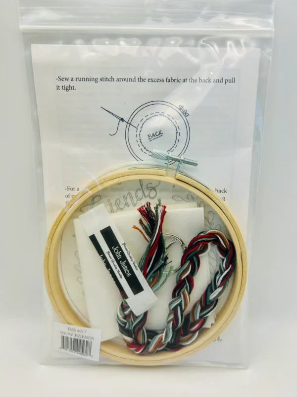 Snow Friends Embroidery Kit by Deb Strain Snow Friends Embroidery Kit by Deb Strain with embroidery hoop linen fabric and COSMO floss