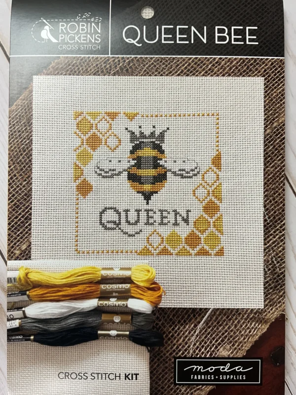 Queen Bee cross stitch kit by Robin Pickens with bee themed design