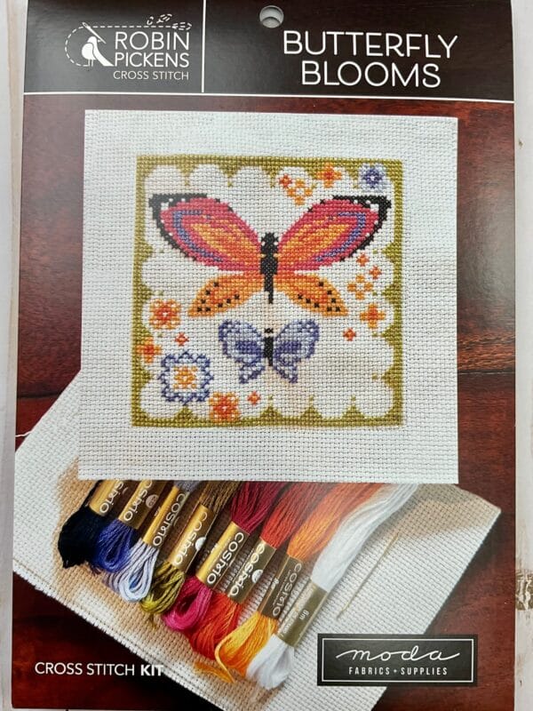 Butterfly Blooms floral butterfly cross stitch kit by Robin Pickens