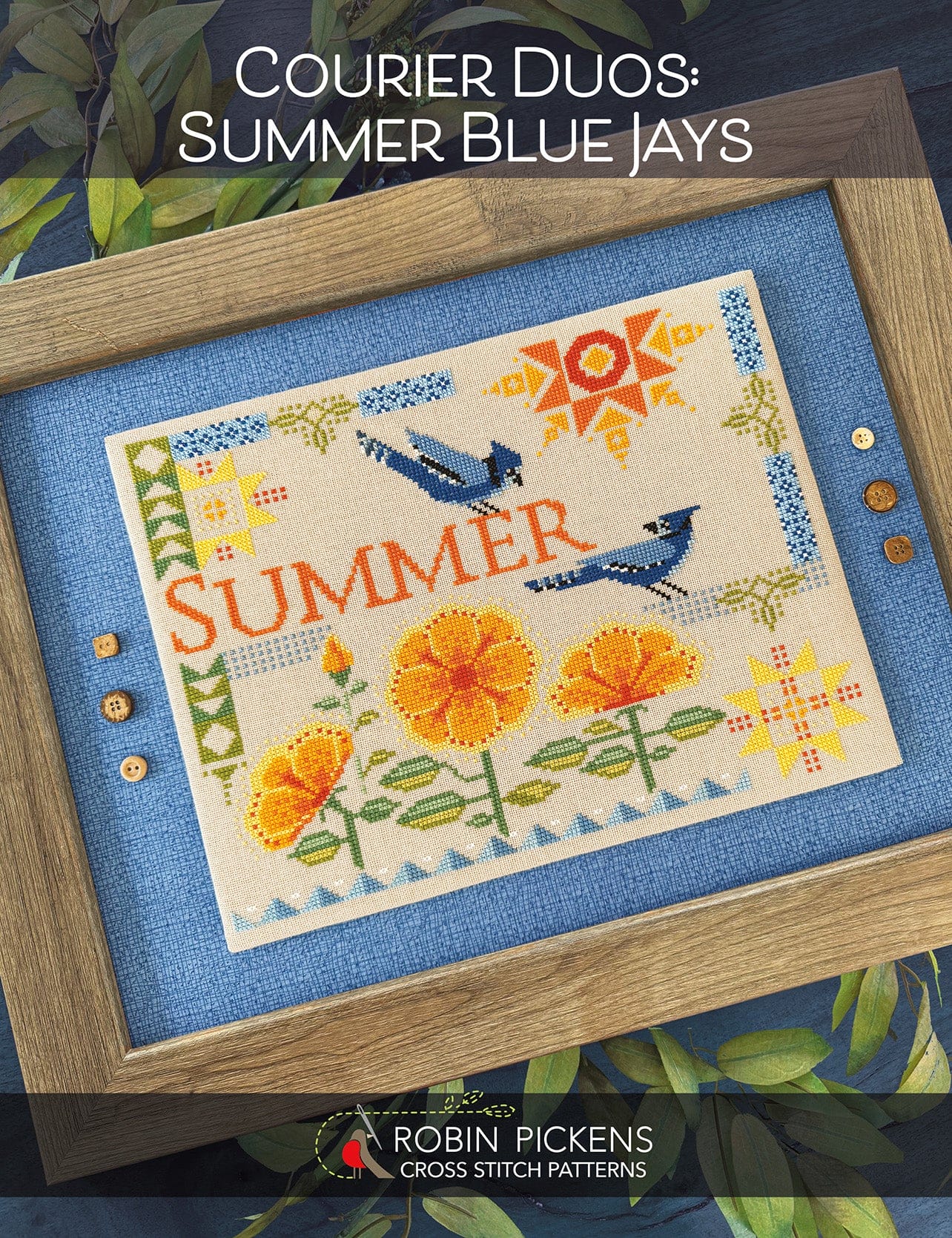 Summer Blue Jays Cross Stitch Pattern by Robin Pickens
