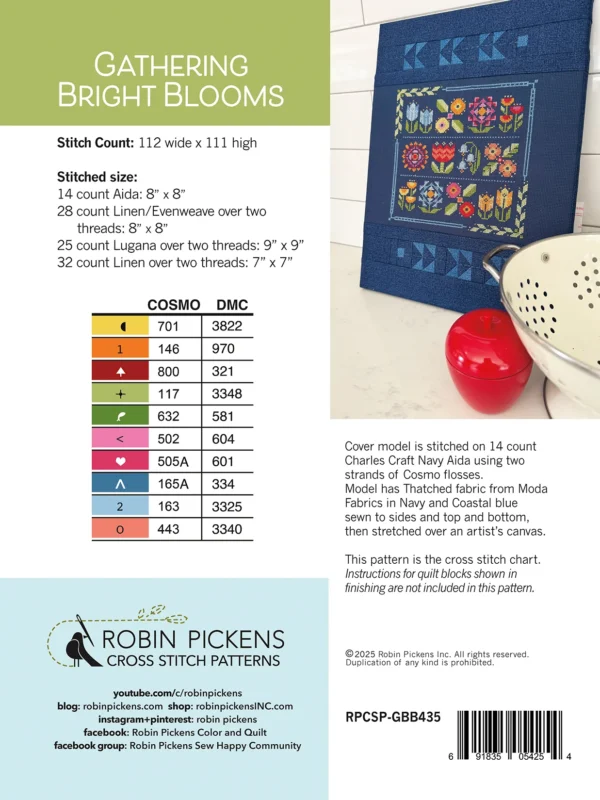 Gathering Bright Blooms Gathering Bright Blooms Cross Stitch Pattern by Robin Pickens