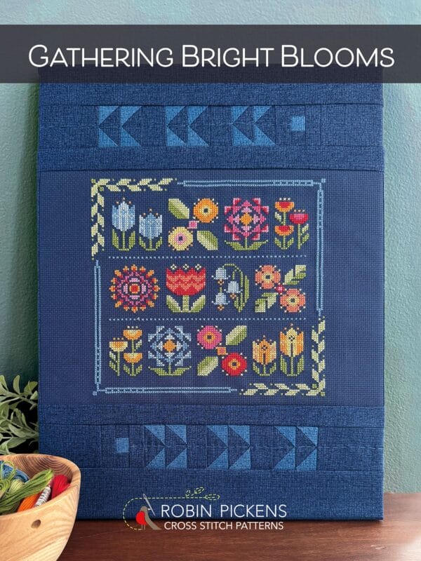 Gathering Bright Blooms Cross Stitch Pattern by Robin Pickens