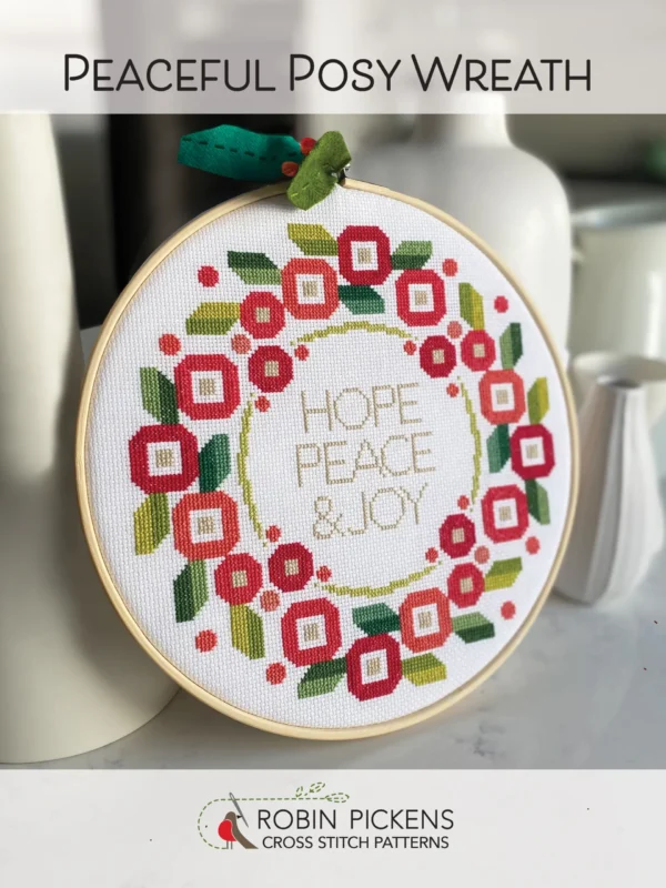 Peaceful Posy Wreath Cross Stitch Pattern by Robin Pickens