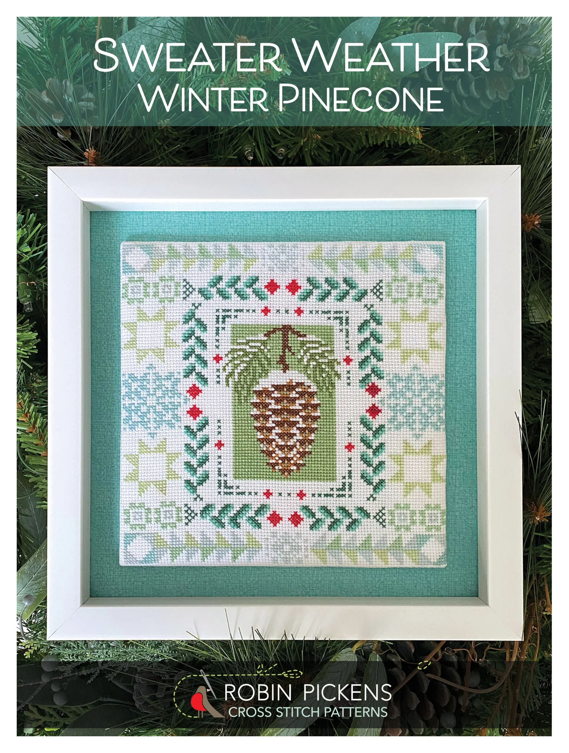 Winter Pinecone Cross Stitch Pattern by Robin Pickens