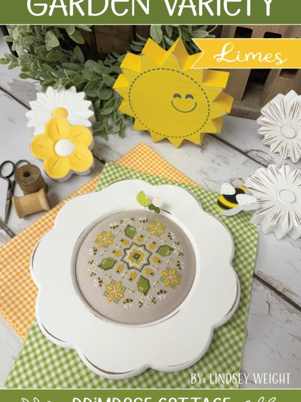 Garden Variety limes round cross stitch pattern by Primrose Cottage