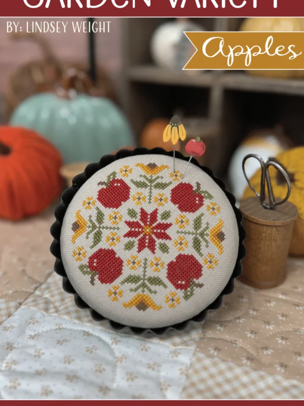 Garden Variety apples round cross stitch pattern by Primrose Cottage