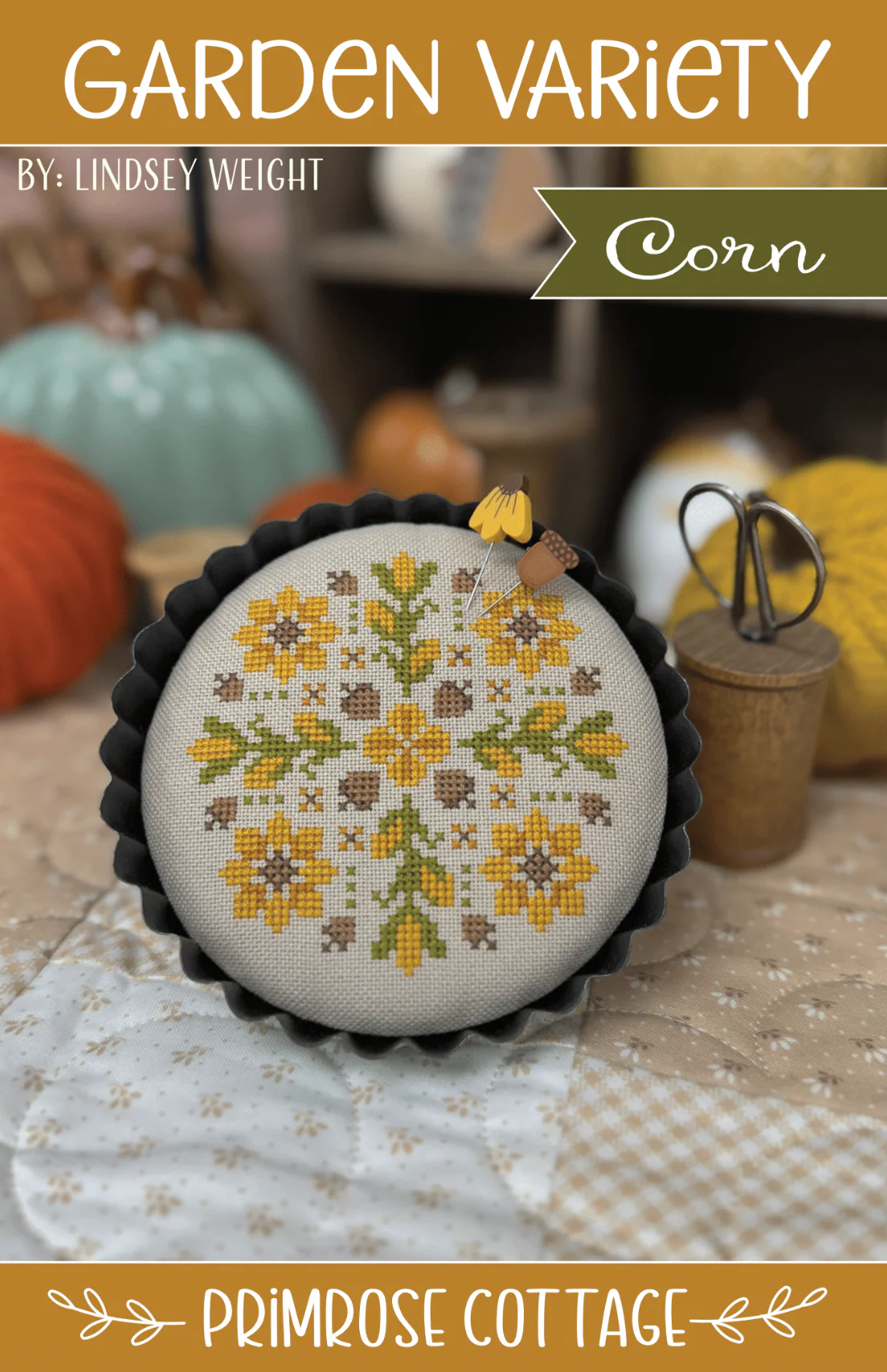 Garden Variety corn round cross stitch pattern by Primrose Cottage