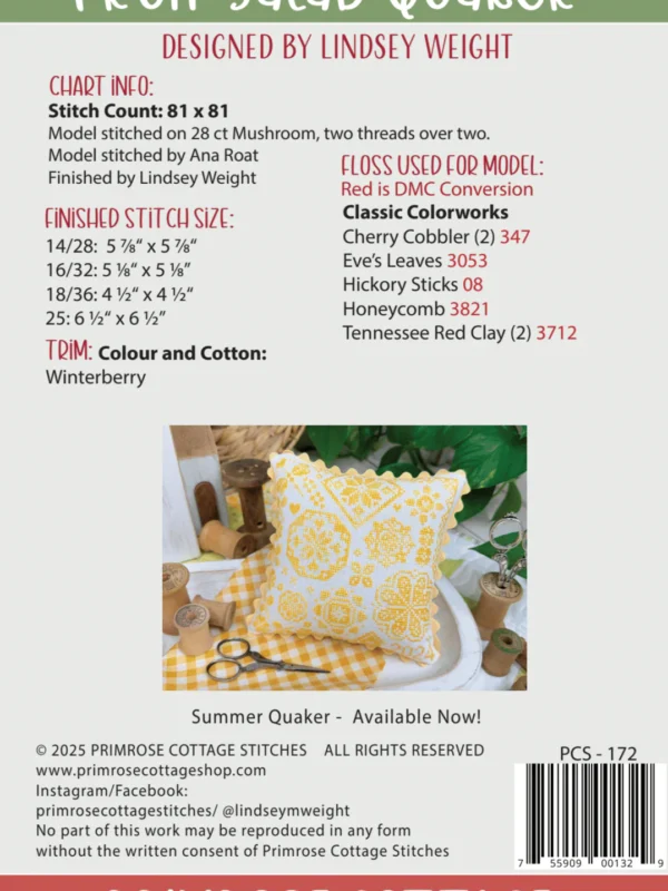 Fruit Salad Quaker Cross Stitch Pattern Fruit Salad Quaker Cross Stitch Pattern by Primrose Cottage