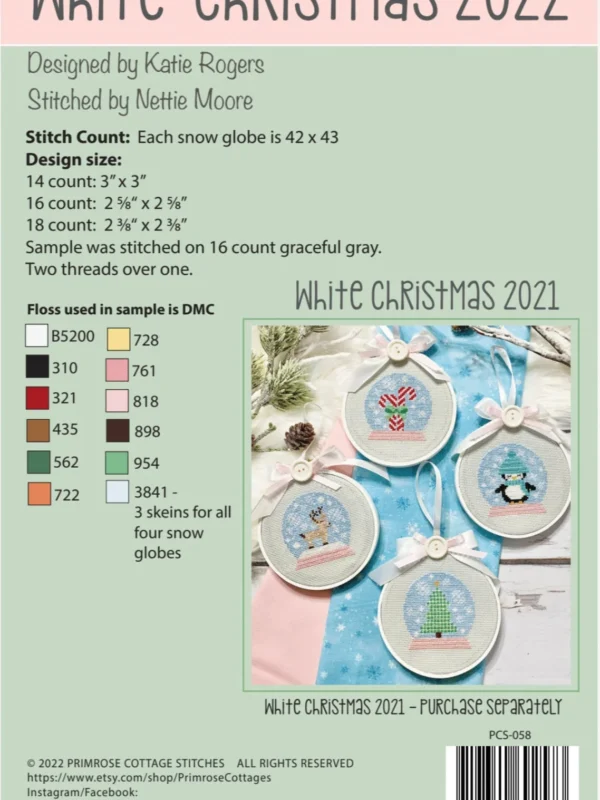White Christmas 2022 Cross Stitch Pattern by Primrose Cottage
