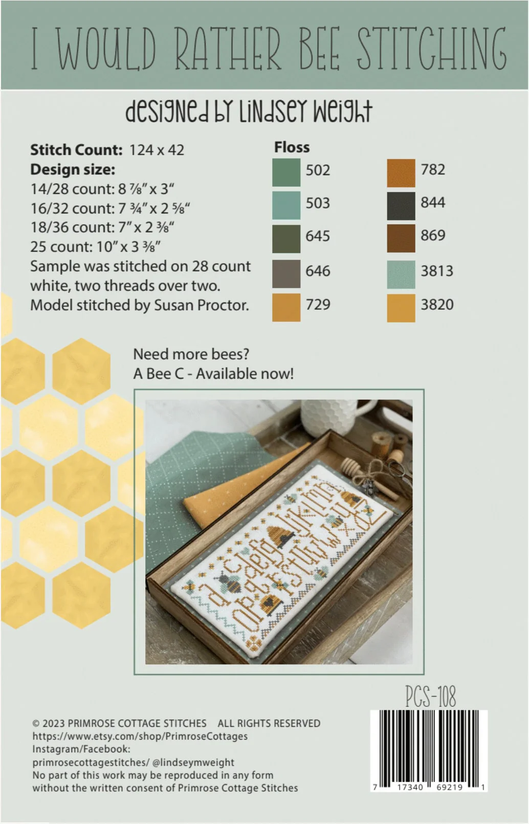 I Would Rather Bee Stitching Cross Stitch Pattern by Primrose Cottage