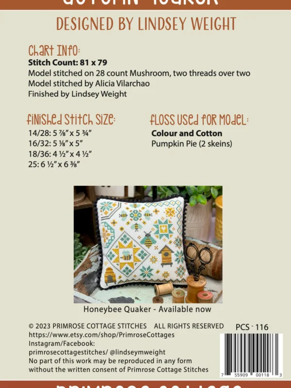 Autumn Quaker Cross Stitch Pattern Autumn Quaker Cross Stitch Pattern by Primrose Cottage