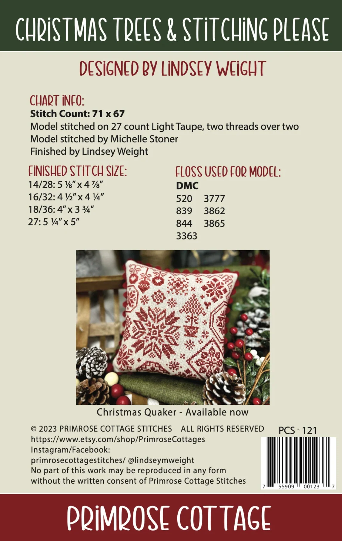 Christmas Trees & Stitching Please Cross Stitch Pattern by Primrose Cottage
