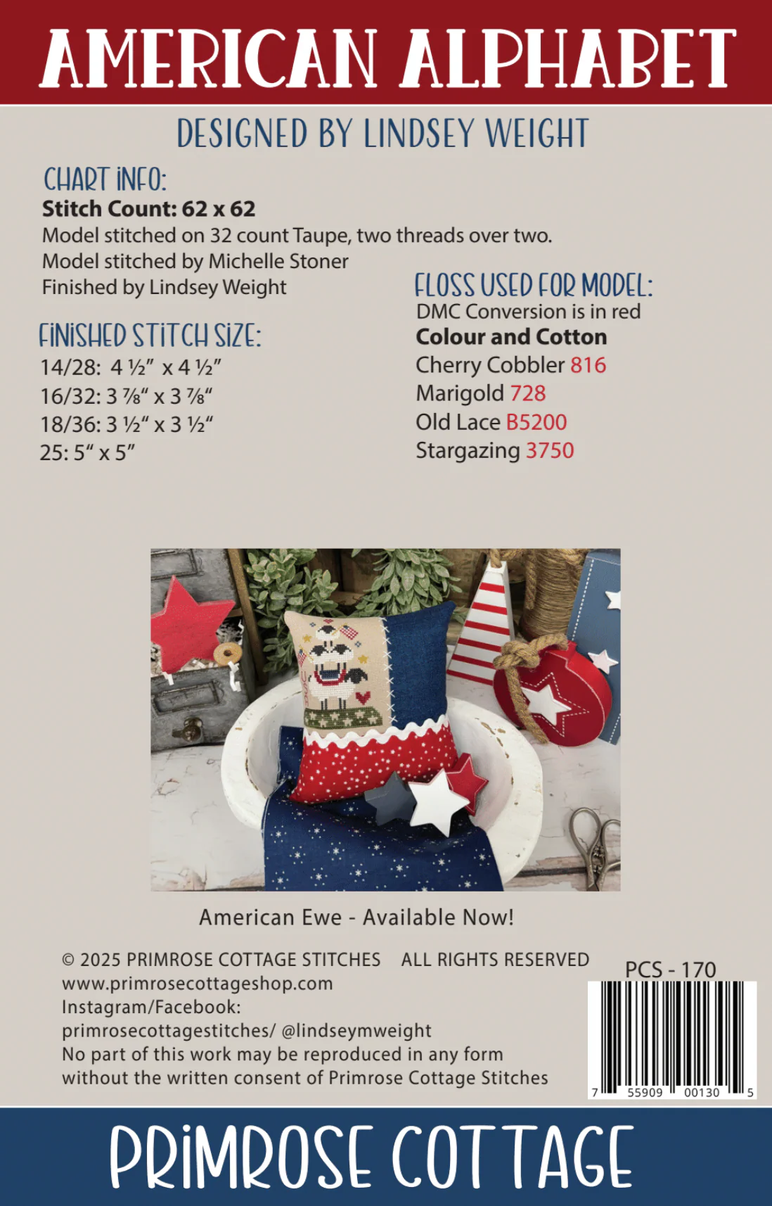 American Alphabet Cross Stitch Pattern by Primrose Cottage