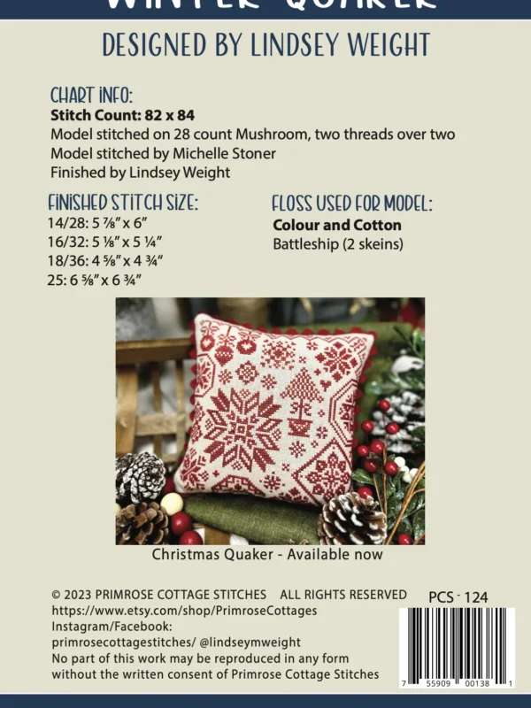 Winter Quaker Cross Stitch Pattern Winter Quaker Cross Stitch Pattern by Primrose Cottage