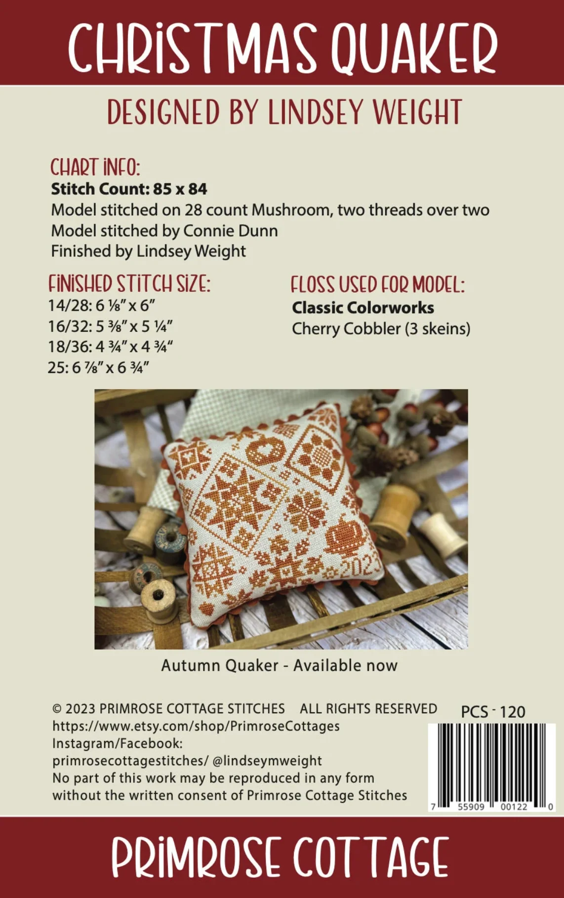 Christmas Quaker Cross Stitch Pattern by Primrose Cottage
