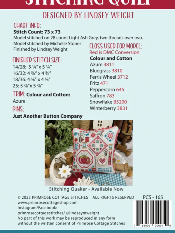 Stitching Quilt Cross Stitch Pattern Stitching Quilt Cross Stitch Pattern by Primrose Cottage