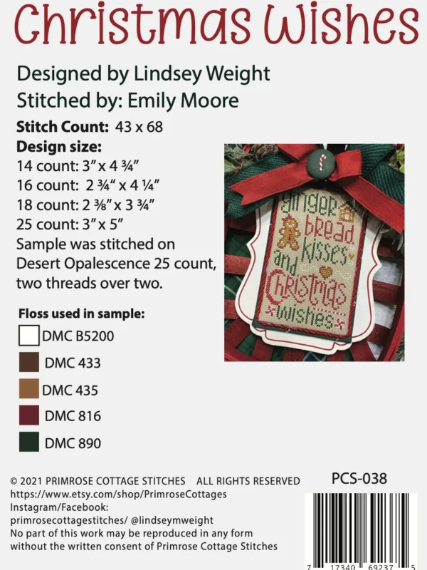 Christmas Wishes Cross Stitch Pattern by Primrose Cottage