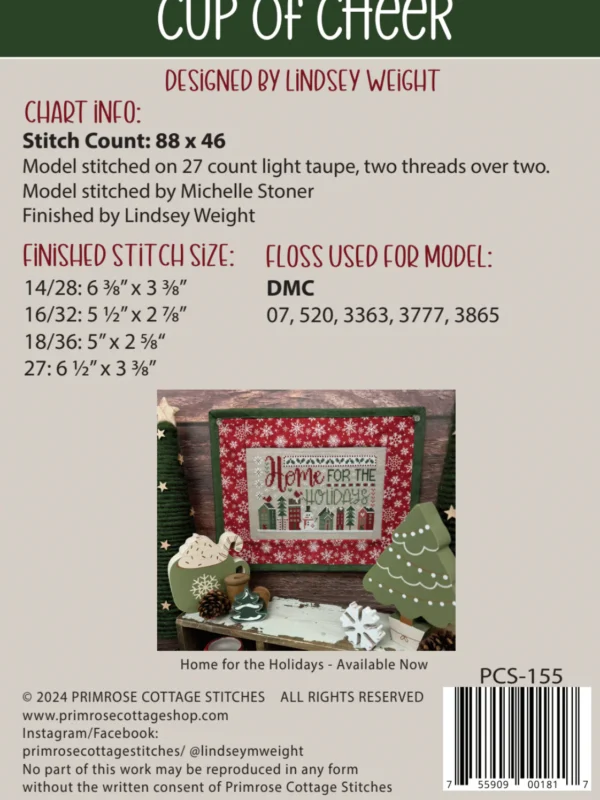 Cup of Cheer Cross Stitch Pattern by Primrose Cottage