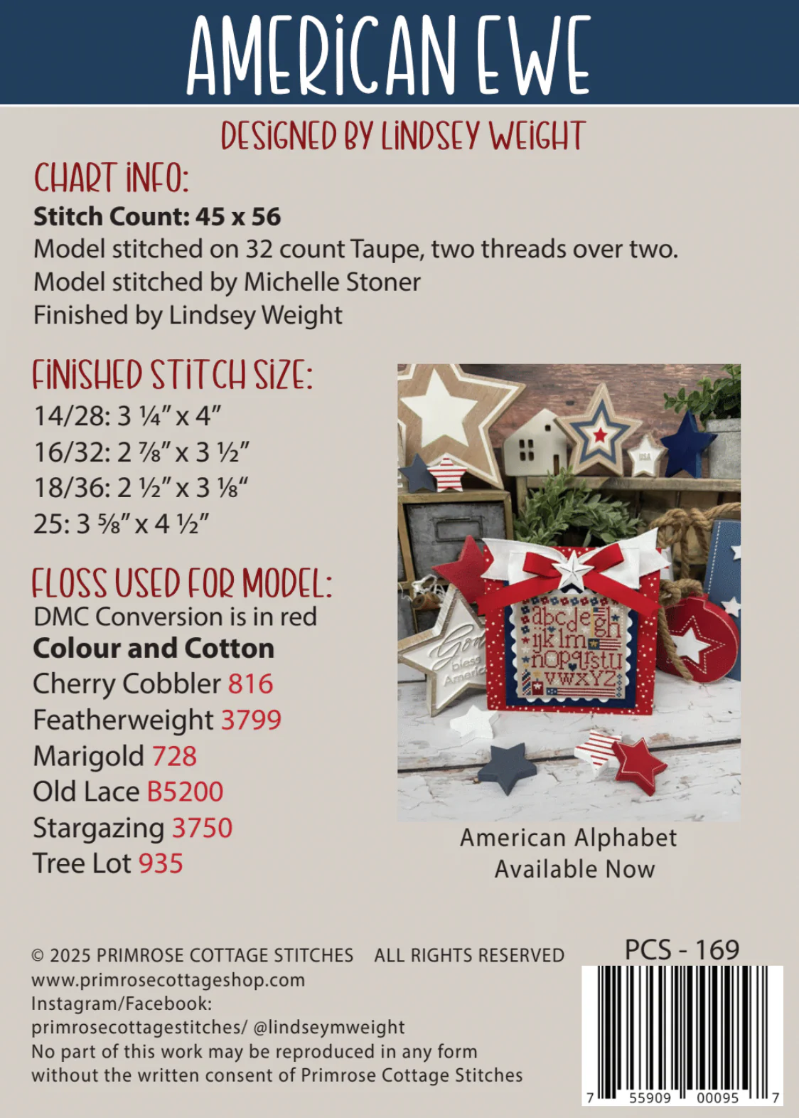 American Ewe Cross Stitch Pattern by Primrose Cottage