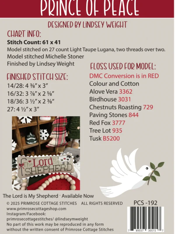 Prince of Peace Cross Stitch Pattern Prince of Peace Cross Stitch Pattern by Primrose Cottage