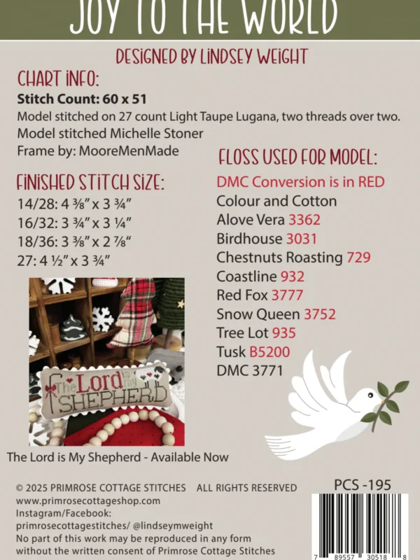 Joy to the World Cross Stitch Pattern by Primrose Cottage