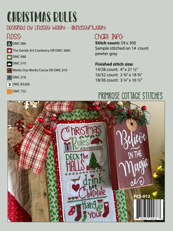 Christmas Rules Cross Stitch Pattern Christmas Rules Cross Stitch Pattern by Primrose Cottage