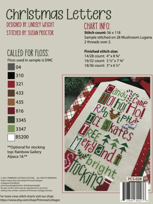 Christmas Letters Cross Stitch Pattern Christmas Letters Cross Stitch Pattern by Primrose Cottage