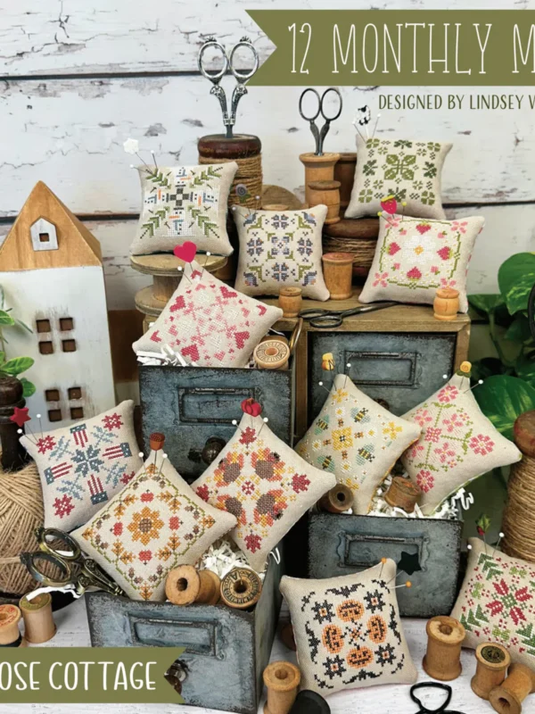 12 Monthly Minis Cross Stitch Pattern by Primrose Cottage