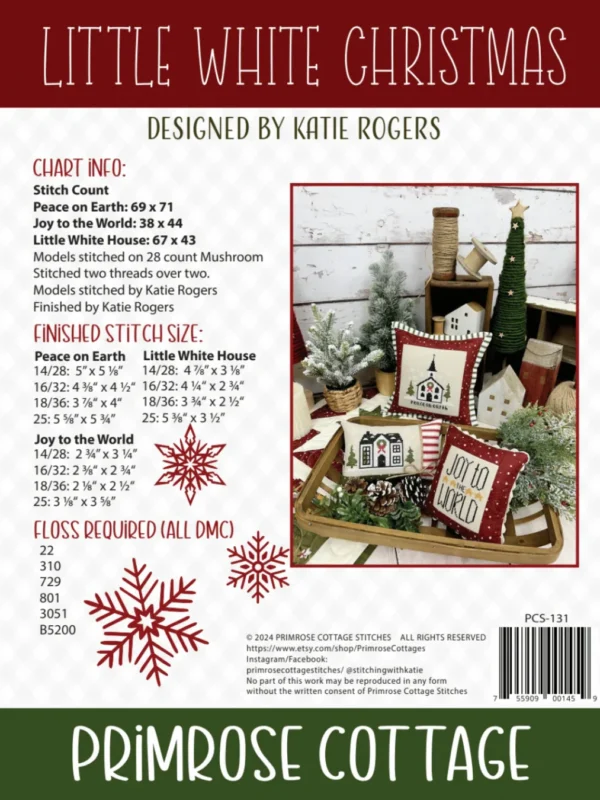 Little White Christmas Cross Stitch Pattern Little White Christmas Cross Stitch Pattern by Primrose Cottage