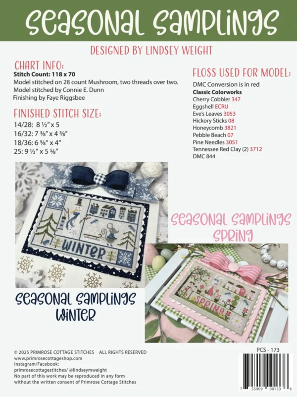 Seasonal Samplings: Summer Cross Stitch Pattern Seasonal Samplings: Summer Cross Stitch Pattern by Primrose Cottage