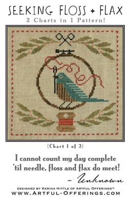 Seeking Floss + Flax cross stitch pattern cover