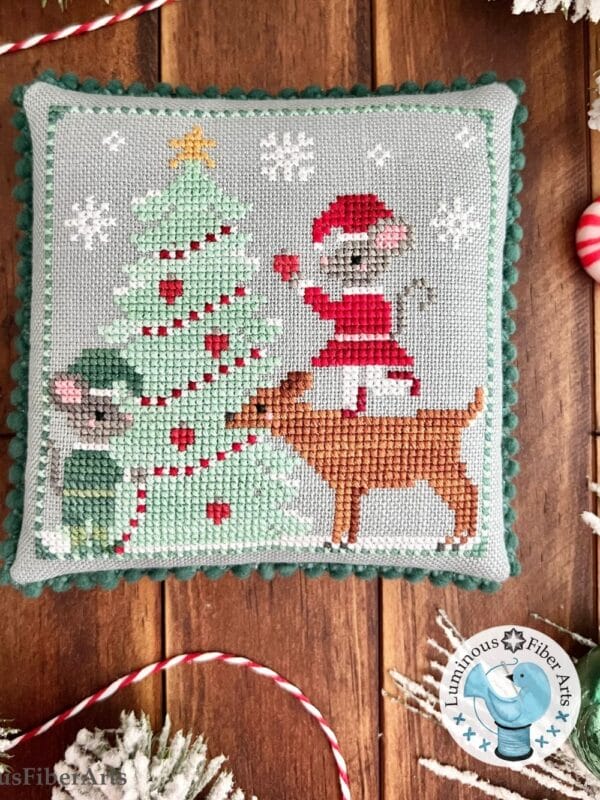 Mousecapades 6: Trimming the Tree cross stitch pattern cover