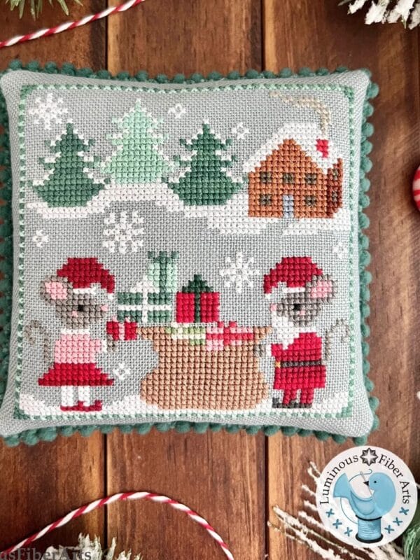 Mousecapades 5: Filling Santa's Bag cross stitch pattern cover